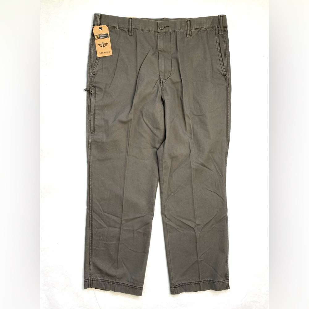 Dockers Men’s D3 Classic Fit Ultimate Cargo Flat Front Green Khaki Pant Sz 40x30